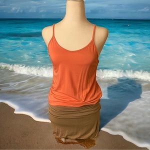 Beach dress coral/ taupe
